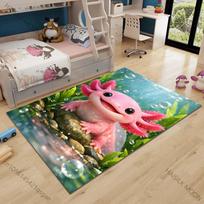 Įvairių dydžių Rožinis aksolotlis po vandeniu Kilimas svetainei, miegamajam, sofai, namų dekoravimui Rus Neslystantis grindų kilimėlis Prabangi dovana 60cm x 90cm gray