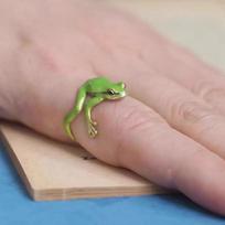 Mini Green Tree Frog Ring Frog Open Rings For Women Men Adjustable Ring Cute  Animal Shape Party Jewelry Gifts Accessories gray