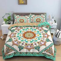 Mandala Gėlės Antklodės Užvalkalų Rinkinys Bohemiškas Antklodės Užvalkalas Egzotiškas Gėlių Paaugliams Suaugusiems Dvigulė Karalienė Karališka Dydis Poliesterio Antklodės Užvalkalas 70x133cm 2pcs beige