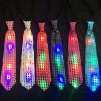 Men Flashing LED Sequin Bowtie Light Up Party Necktie Random Color For Wedding Festival Cosplay Costume Fashion Accessories blue