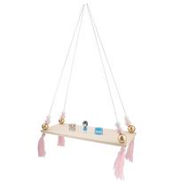 Wall Hanging Round Beads Shelf Storage Rack DIY Home Wall Hanging Decor (Pink   Gold) white