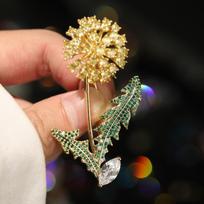 Elegant Pastoral Dandelion Brooch for Women's Cardigans brown