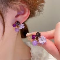 925 Silver Needle Vintage Green Crystal Butterfly Drop Earrings For Women Jewelry Trending Luxury Zircon Women's Earrings brown