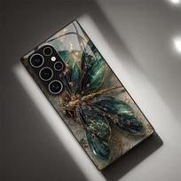 Artistic Dragonfly Pattern Fashionable Black Glass Phone Case for Galaxy S26 S25 S24 S23 Ultra S22 Ultra S20 Ultra 56 A72 A73 5G A73 gray