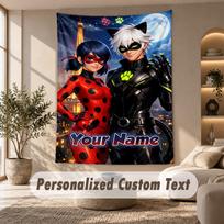 Miraculous Ladybug Tapestry, Personalized Custom Text, Wall Hanging Tapestry For Living Room Home Wall Decor 100cmx150cm