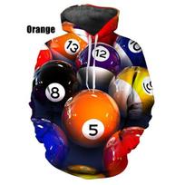 3D Print Billiards Graphic Hoodies For Men Women Long Sleeve Pullover Hooded Sweatshirts Casual Oversized Men Hoodie Tops 6XL orange