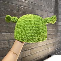 Autumn and winter new ruffian funny big-eyed Shrek knitted wool hat cute warm cartoon cute hat One Size green