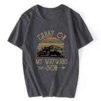 Supernatural Marškinėliai Vyriški Marškinėliai Vintage Carry On My Wayward Son Tamsiai Pilki Unikalūs Marškinėliai Medvilniniai Marškinėliai Streetwear 2XL black