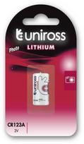 Uniross Batteries Uniross U1CR123A, vienkartinė baterija, CR123A, ličio, 3 V, 1 vnt., įvairiaspalvė