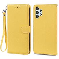 Prabangus odinis piniginės telefono dėklas, skirtas Samsung Galaxy S24 S23 Ultra Plus A05S A15 A25 A35 A55 A04S A14 A24 A54 A33 A53 A73 5G 4G apverčiamas kortelių lizdo dangtelis For Samsung S24 Ultra geltona