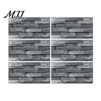 Waterproof Kitchen Backsplash Tiles 6Pcs Vintage Faux Stone Self?Adhesive Wall Tiles, Oil?Proof Realistic Rock Texture Panels Sticker, Peel B gray