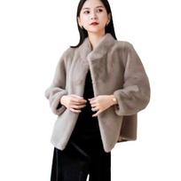 Imitation mink fur coat women's new loose stand-up collar thin long-sleeved imitation rabbit fur thickened mink coat XL kupranugaris