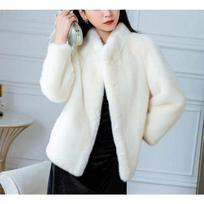 Imitation mink fur coat women's new loose stand-up collar thin long-sleeved imitation rabbit fur thickened mink coat 3XL balta