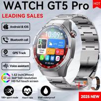 Naujas GT5 Pro išmanusis laikrodis vyrams, GPS sekiklis, širdies ritmo matuoklis, Bluetooth skambučiai, NFC, atsparus vandeniui, sportinis, lauko, fitneso išmanusis laikrodis Huawei Silver Steel 2A