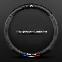 Anglies pluošto automobilio emblema Vairo apsauginis dangtelis Skoda Octavia A5 Mk3 Fabia Yeti Kamiq Kodiaq Karoq Rapid Vrs Superb black