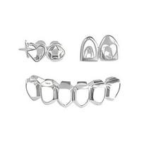 Originalūs auksiniai Grillz Žvaigždė Hip Hop Širdis Trijų dalių Dantų Rinkinys gray