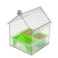 Removable External Parrot Feeder For Outdoor Use, Bird Feeder House, Transparent Bird Bath, Easy To And Clean One Size žalia