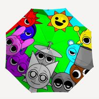 1pc Sprunki Characters Themed High-quality Umbrella,Automatic Opening and Closing Umbrella,Multi-functional Umbrella G0811378 green