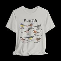 Nice Tits Bird Shirt, Funny Birdwatching T-Shirt, Bird Lover Pun Tee, Vintage Bird Graphic Shirt 150 white