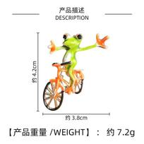 Personality Cartoon Enamel Frog Ride Bicycle Brooches For Unisex Fashion Glaze Animal Pins Jewelry Ideal Gift Party Office Decor beige
