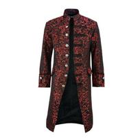 Vyriškas paltas Madingas Steampunk Vintažinis Atsitiktinis Švarkas L raudona