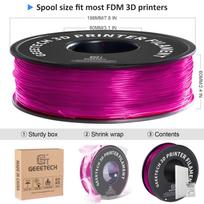 GEEETECH 3D Printer Flexible Filament TPU Material 1kg 2.2LBS/Spool 1.75mm Plastic Vacuum Packaging, Non-Toxic High Quality Safe skaidri rausva spalva