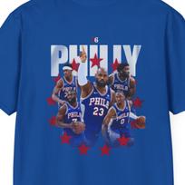 Phila 76 LeBron James 76ers starting lineup jersey T-Shirt | Retro Philadelphia Sports Tee 150 gray