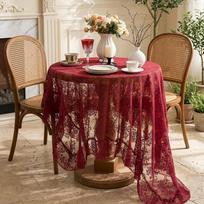 French Style Lace Table Cloth Elegant Floral Embroidered Table Cover Vintage Tablecloth for Wedding Garden Dining Table Decor 140*230cm brown