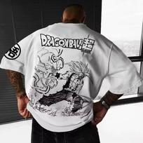 Dragon Ball Anime Super Saiyan Goku Printed T-shirt Summer Men's and Women's T-shirt Trendy Loose Casual Y2K Short Sleeve 2026 140 gray