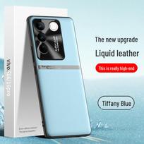 Liquid leather protective case for vivo S16pro mobile phone, anti-fall and anti-fouling, one piece. vivo S16 Pro ežero mėlyna spalva