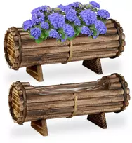 Relaxdays Gėlių dėžė, 18x40x14 cm, ruda, medinė