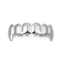 Sieną kertantis Hip-Hop tuščiaviduris paauksuotas ilties Grillz papuošalų rinkinys white