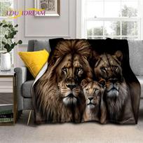 Žvėris Tigras Liūtas Leopardas Gyvūnas Laukinių Gyvūnų Animacinis Pledas, Minkštas Mesti Pledas Namams Miegamajam Lovai Sofai Piknikui Dangalas Vaikams 75x90cm black