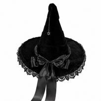 Gothic Lolita Velvet Witch Hat - Halloween Costume Accessory One Size black