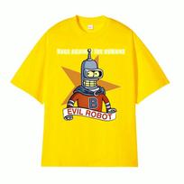 Against The Humans Robot Meme Tshirt  Funny  Bender Kill All Humans Cartoon T Shirt Men Women Casual High Quality Cotton Tshirt 3XL yellow