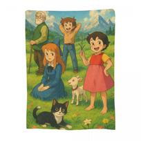Heidi Mergaitė iš Alpių Anime Antklodės Vilnos Mėtoma Antklodė Nešiojamos Mėtomos Antklodės Lovai Lauko Mėtomos Antklodės Patalynė Antklodė Quilt 75x100cm (30x40inch) brown