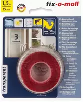 Dvipusė lipnioji juosta Fix-O-Moll. 1.5 m x 19 mm. 30 kg