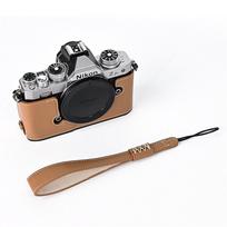 Palm Print PU Leather Camera Half Body Case For Nikon Zfc ZFC Battery Opening Bottom Cover With Hand Strap black