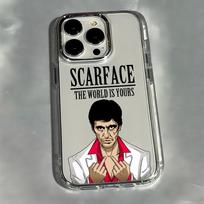 Madingas Karštas S-Scarface Telefono dėklas iPhone 17e 17 16 15 14 13 12 11 mini Pro Max X XR XSMAX Air Plus Skaidrus Minkštas Dangtelis iPhone 16 ProMax black