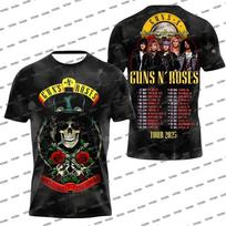 Guns N’ Roses World Tour Schedule List TShirt Fans Gift T-Shirt Fashion Men and Women Concert Clothing Casual Oversized Top XXXL black