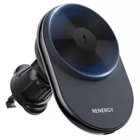 Araree Renergy AM15V automobilinis telefono laikiklis su belaidžiu 15W įkrovimu, skirtas oro ventiliacijai, suderinamas su MagSafe, juodas