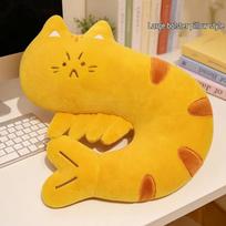 Creative Curly Shrimp Cat U-Shaped Neck Pillow with Tricolor Siamese Cat Pendant - Portable Office Lunch Break Pillow 12cm 0.05kg multi