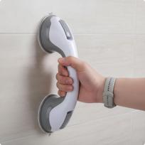 Bathroom Grab Bar with Suction Cups Strong Rail Reliable for Disabled gray