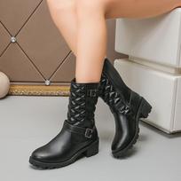 Mada, 2024 m. Nauji moteriški batai ant kulkšnies Madingi suvarstomi batai iki blauzdos Moteriški rudens tendencijos Laisvalaikio punk stiliaus batai moterims Botas De Mujer 37 juoda