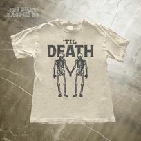 Vintage Skeleton 'Til Death T-Shirt | Funny Gothic Wedding Tee | Goth Aesthetic Tee | Edgy Love Shirt | Spooky Tee | Dark Academia Tee S gray