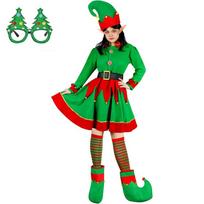 Suaugusiųjų Moteriškas Kalėdų Elfo Kostiumas Tinka Su Gobtuvu Aksominė Suknelė Festivalio Šventė Šeimos Derinantys Aprangos Naujųjų Metų Cosplay Drabužių Rinkiniai XXXL green