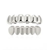 Gold Hip Hop Grillz for Men and Women - Smooth Tooth Decoration white