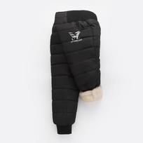Winter Boys Thick Cotton Pants Fleece Padded Warm Trousers Kids Waterproof Ski Pants Elastic High Waisted Baby Girls Pant 2-12 Y 130 juoda