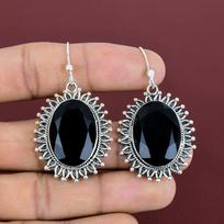 Faceted black onyx earring 925 sterling silver earring genuine gemstone jewelry handmade brand new earrings designer earring gifts for wife black