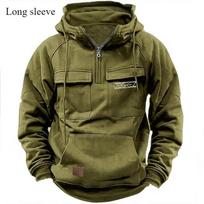 Loose Multi-pocket Solid Hooded Warm Thick Men's Hoodie New Fashion Color Long-sleeved Winter Casual Sweatshirt 3XL armijos žalia spalva